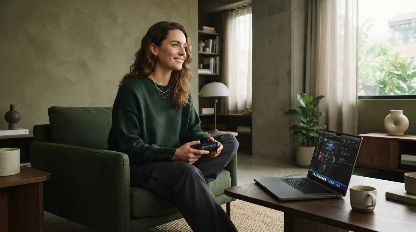 A player focused on a game at home